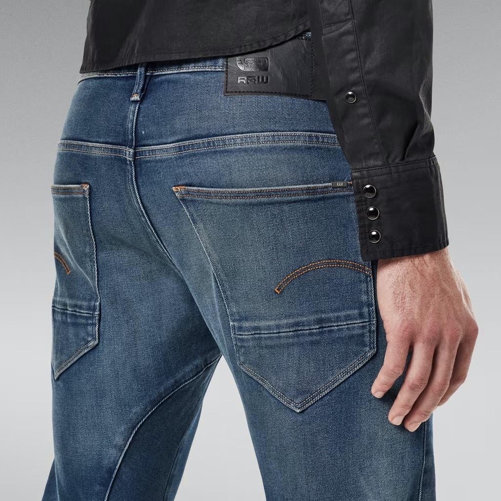 G-Star Slim Straight Blue Denim Jeans with Back Pocket Stitching
